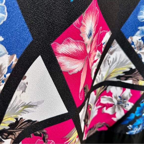 ASOS Womens Color Blocked Hawaiian Geometric Mixed Media Top US Size 6 Pink Blue - Picture 5 of 16